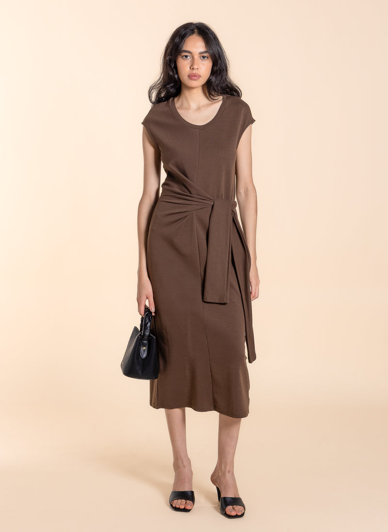 WASIT TIE MIDI DRESS