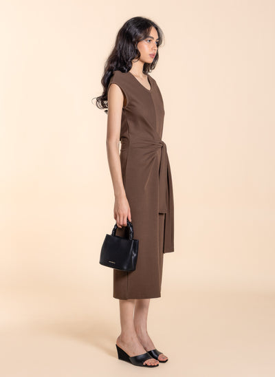 WASIT TIE MIDI DRESS
