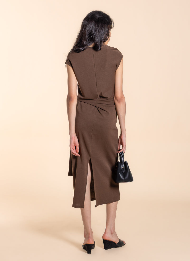 WASIT TIE MIDI DRESS