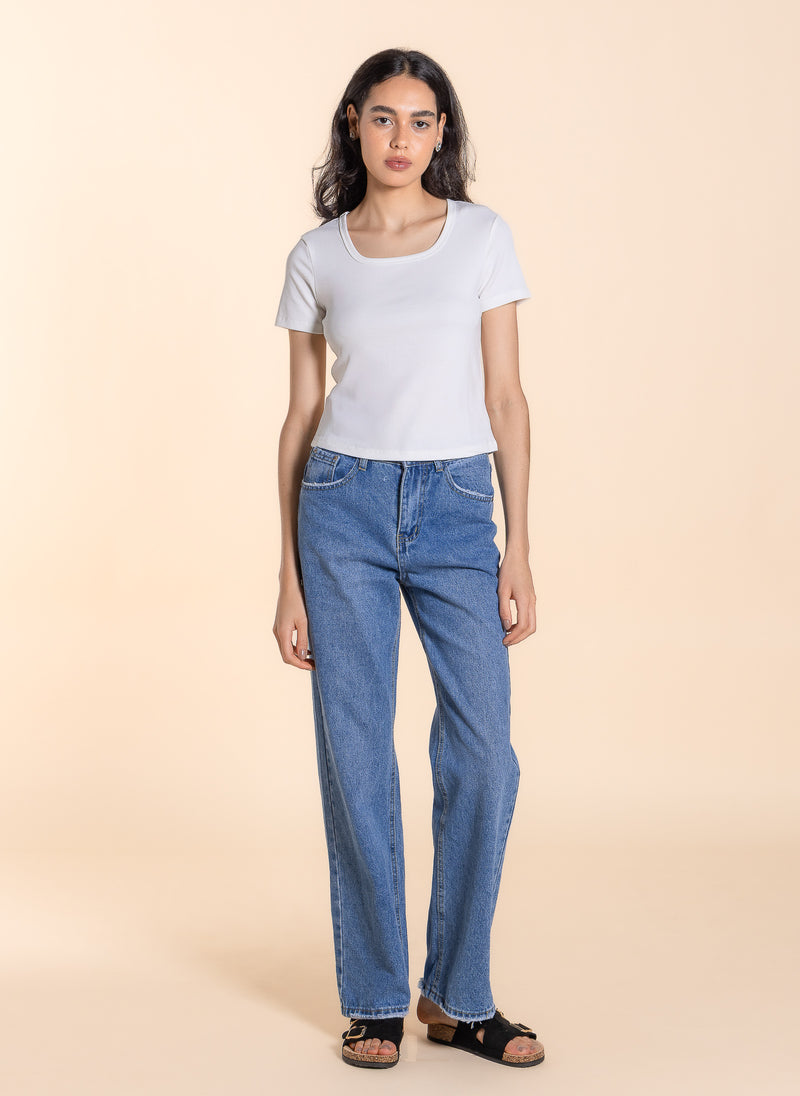 WIDE NECK BASIC T-SHIRT