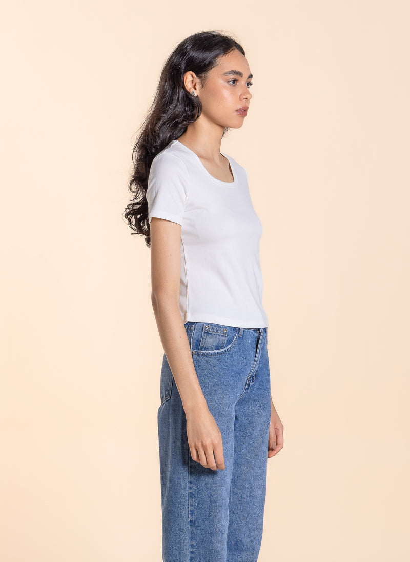 WIDE NECK BASIC T-SHIRT