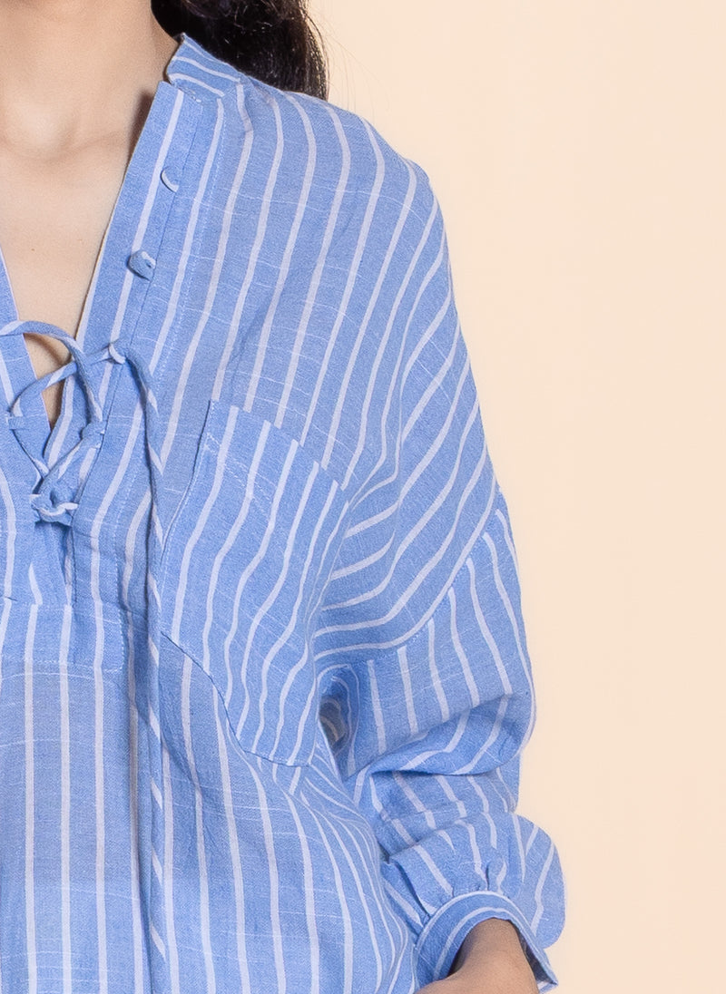 LINEN BLEND STRIPED TOP