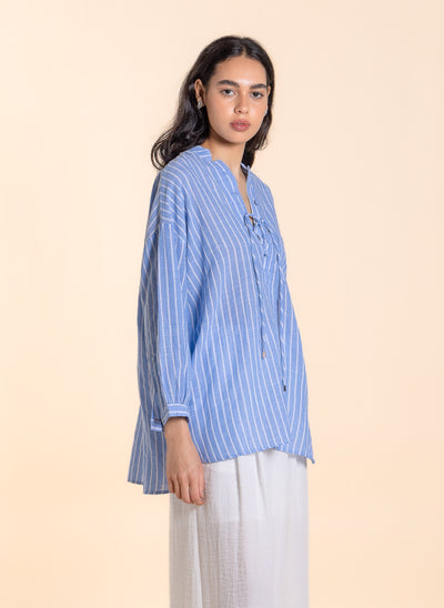 LINEN BLEND STRIPED TOP