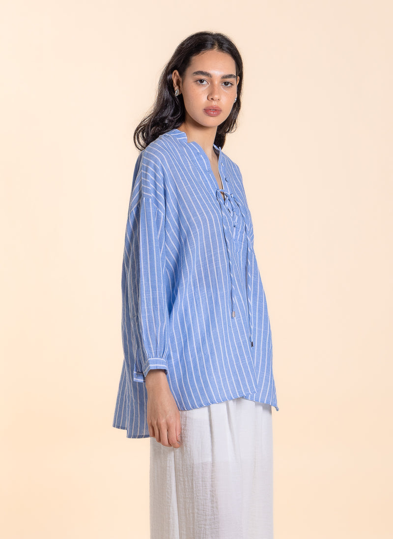LINEN BLEND STRIPED TOP