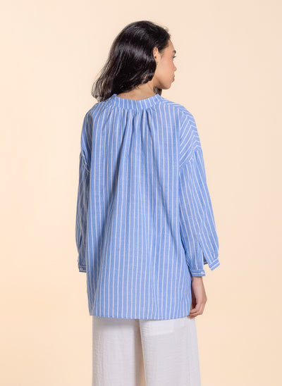 LINEN BLEND STRIPED TOP