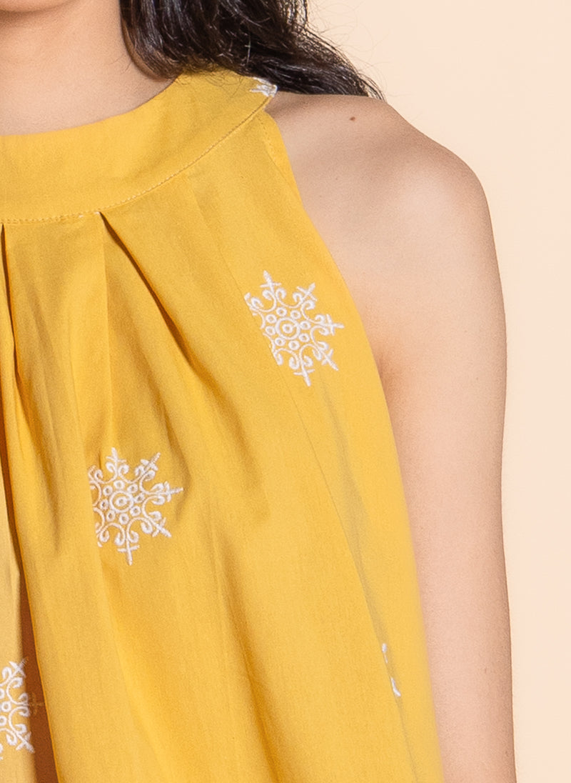 EMBROIDERED HALTER NECK TOP