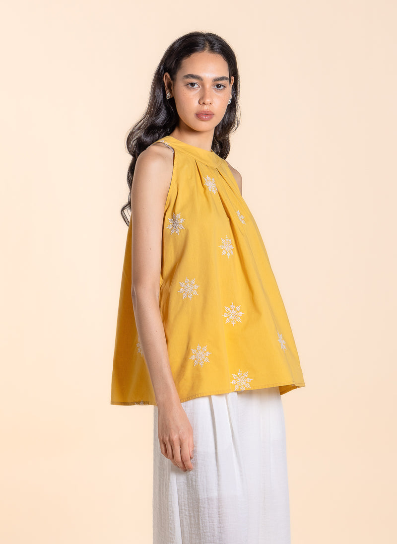 EMBROIDERED HALTER NECK TOP