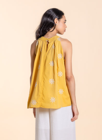 EMBROIDERED HALTER NECK TOP