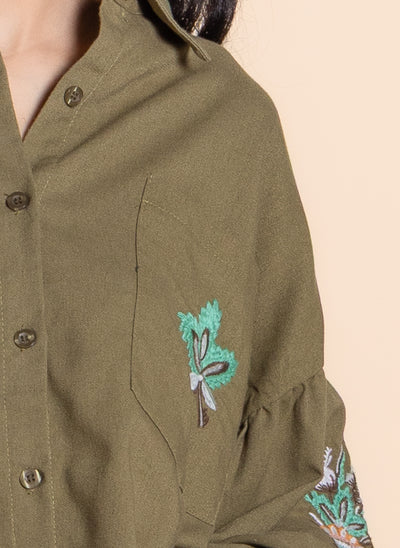 EMBROIDERED LINEN BLEND SHIRT