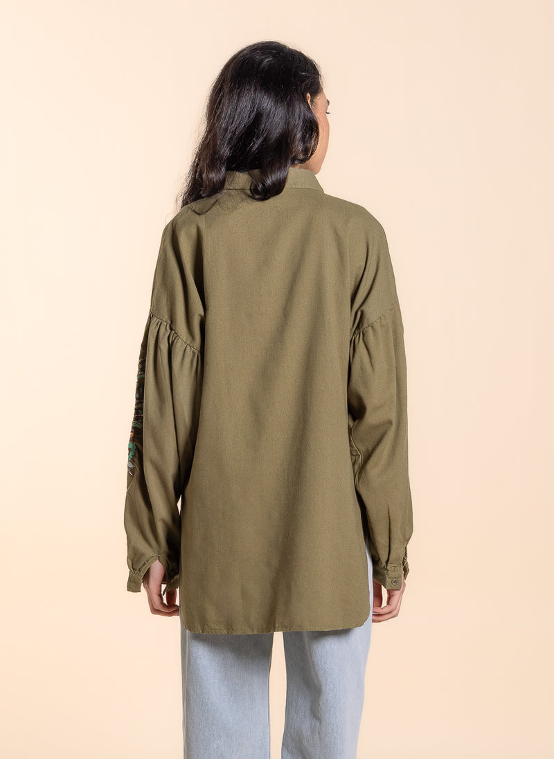 EMBROIDERED LINEN BLEND SHIRT