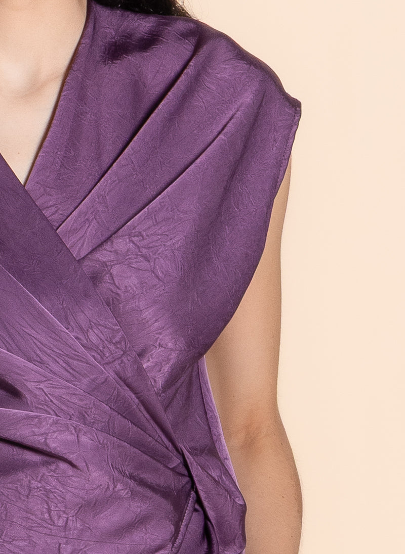 WRAP TEXTURED SATIN TOP