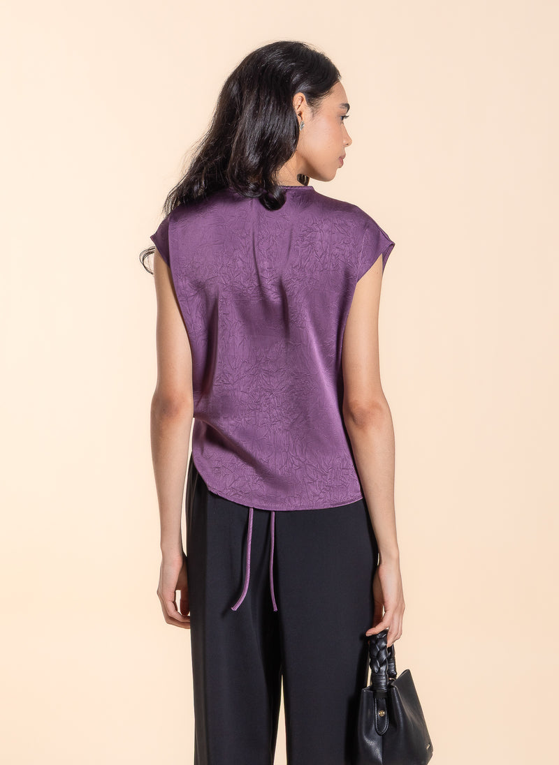WRAP TEXTURED SATIN TOP