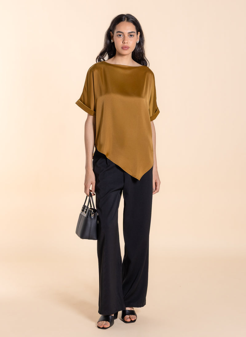 DRAPED SATIN TOP