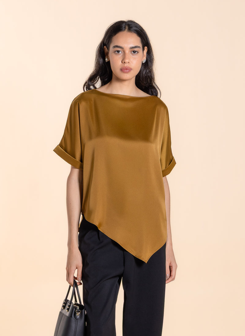 DRAPED SATIN TOP