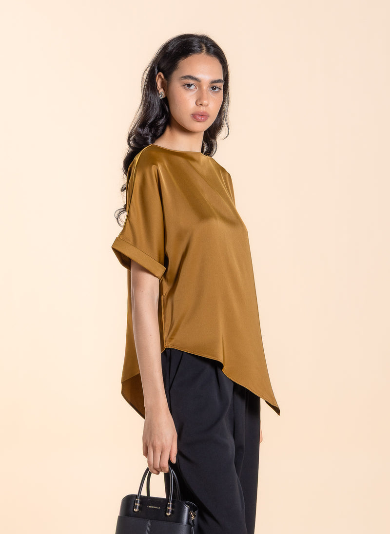 DRAPED SATIN TOP