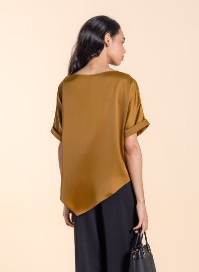 DRAPED SATIN TOP