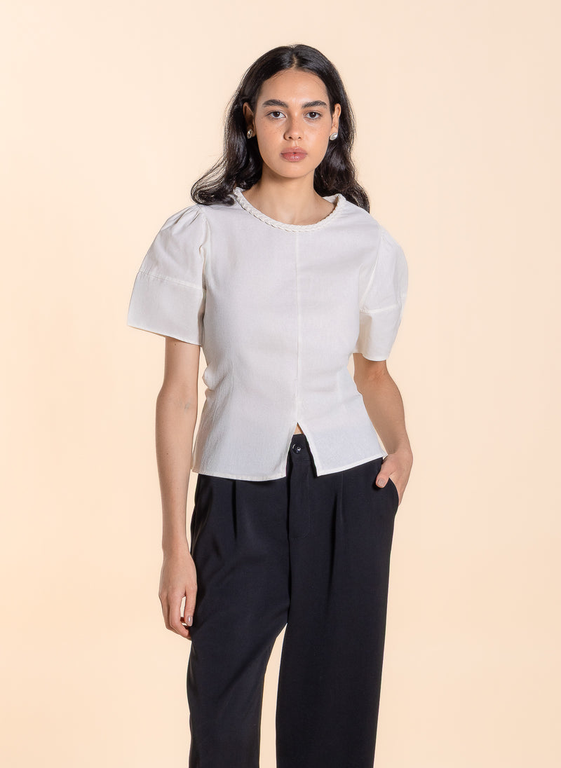 DETAILED COTTON BACK TIE TOP