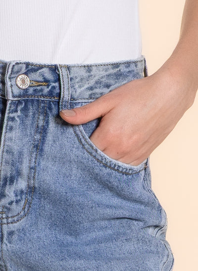 MID WASIT WIDE-LEG JEANS