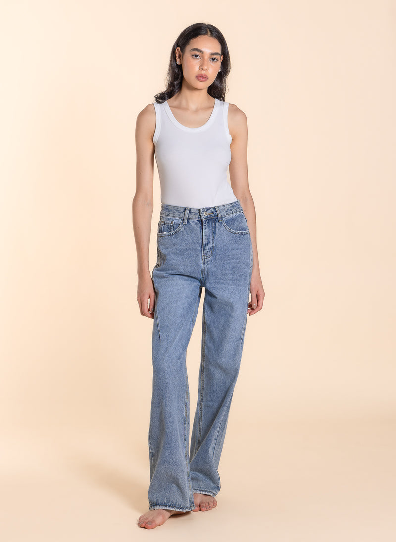 MID WASIT WIDE-LEG JEANS