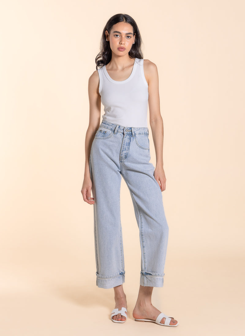 CROPPED HIGH-WASIT JEANS