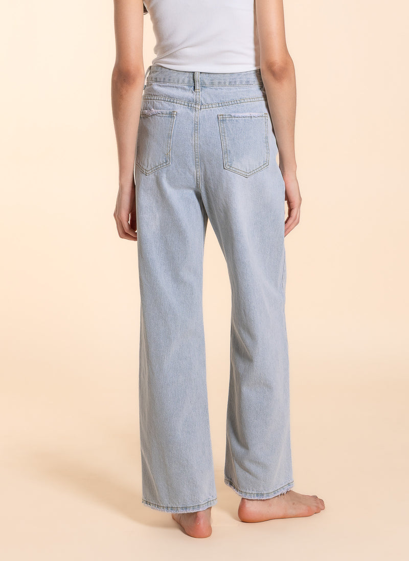 DETAILED WIDE-LEG JEANS