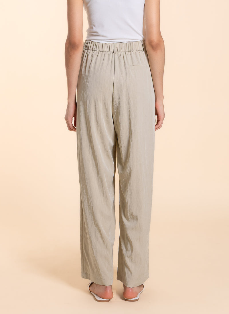 LINEN BLEND WIDE-LEG TROUSERS