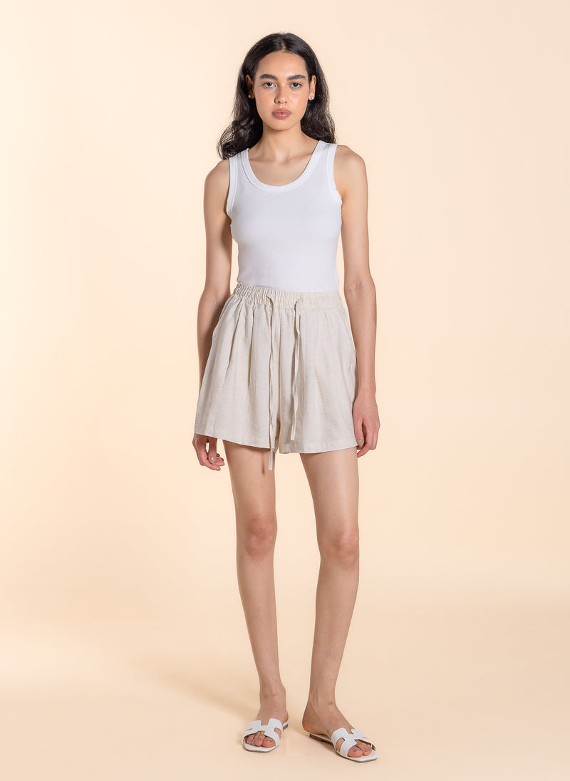 LINEN BLEND COMFORT SHORTS