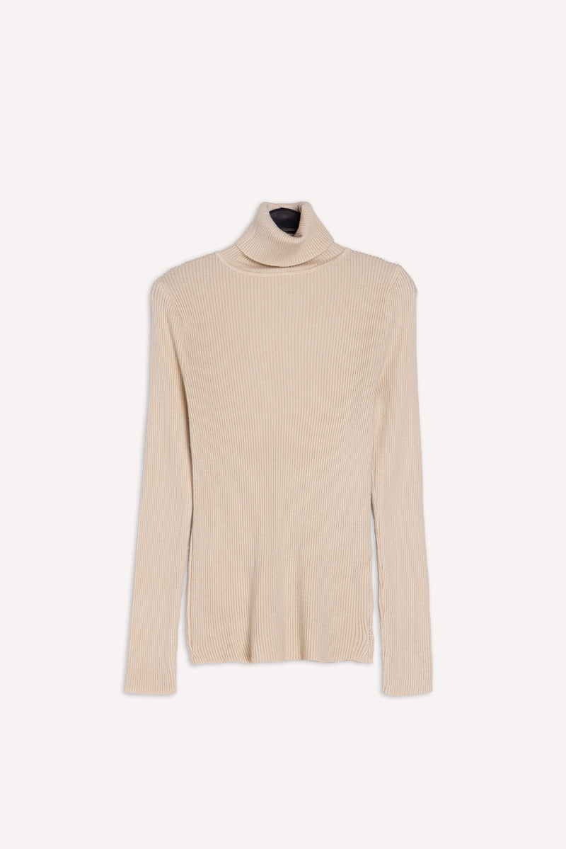 RIBBED KNIT TURTLE NECK TOP