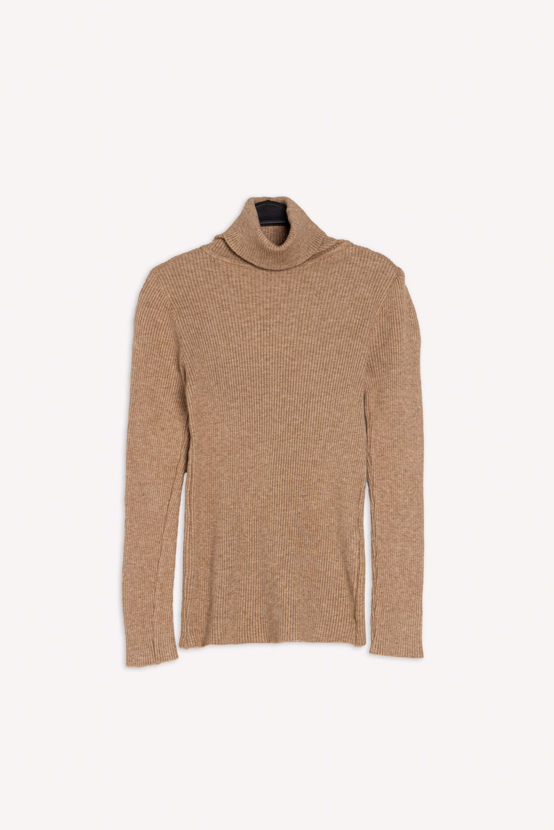 RIBBED KNIT TURTLE NECK TOP