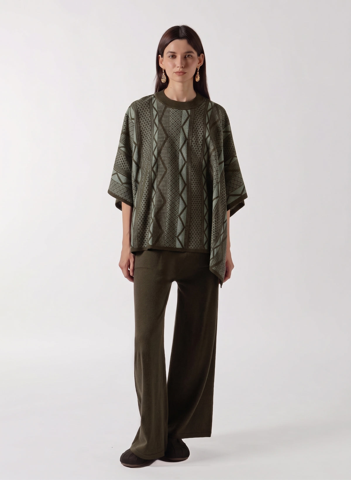 TEXTURED PONCHO CASHMERE SET