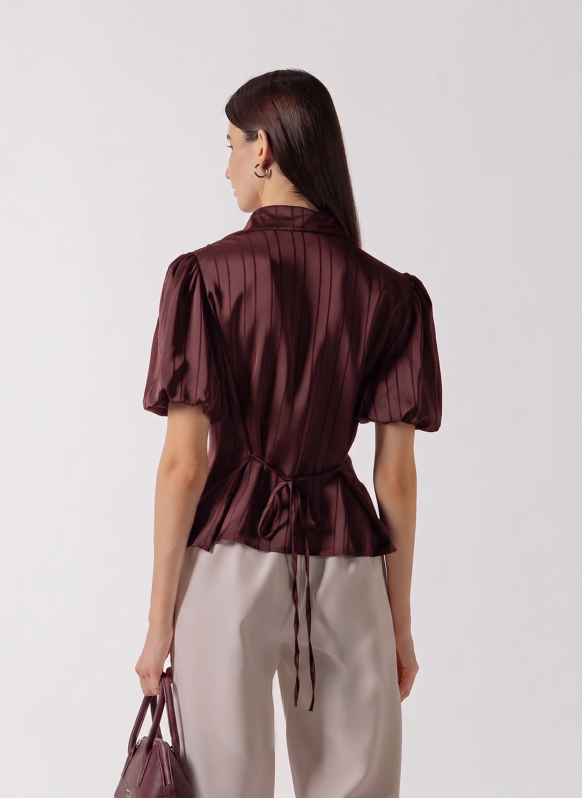 PUFFED SLEEVE BUTTON DOWN BLOUSE