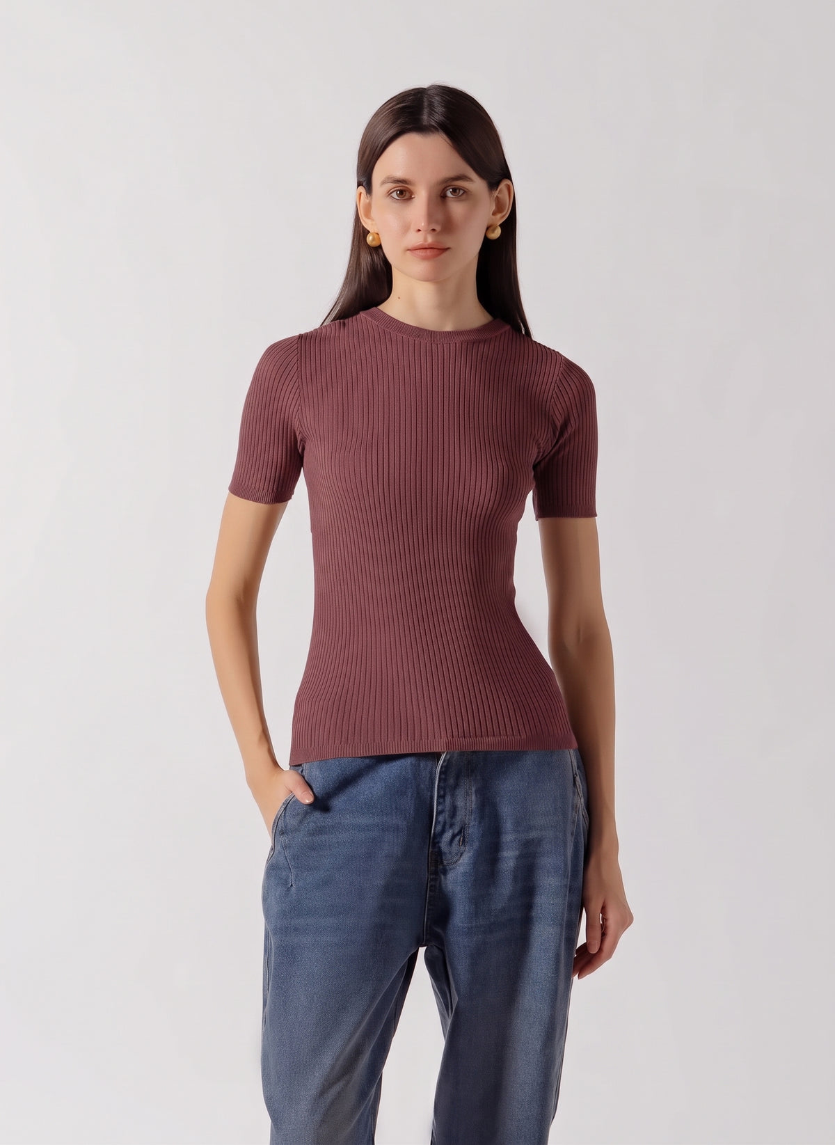 RIBBED KNIT TEE