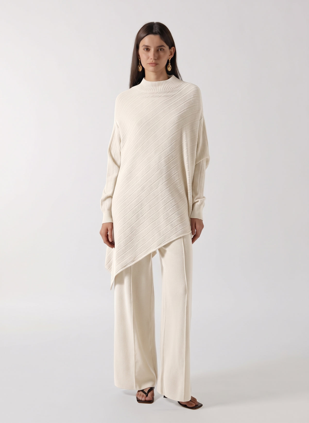 TEXTURED MOCK NECK CASHMERE SET