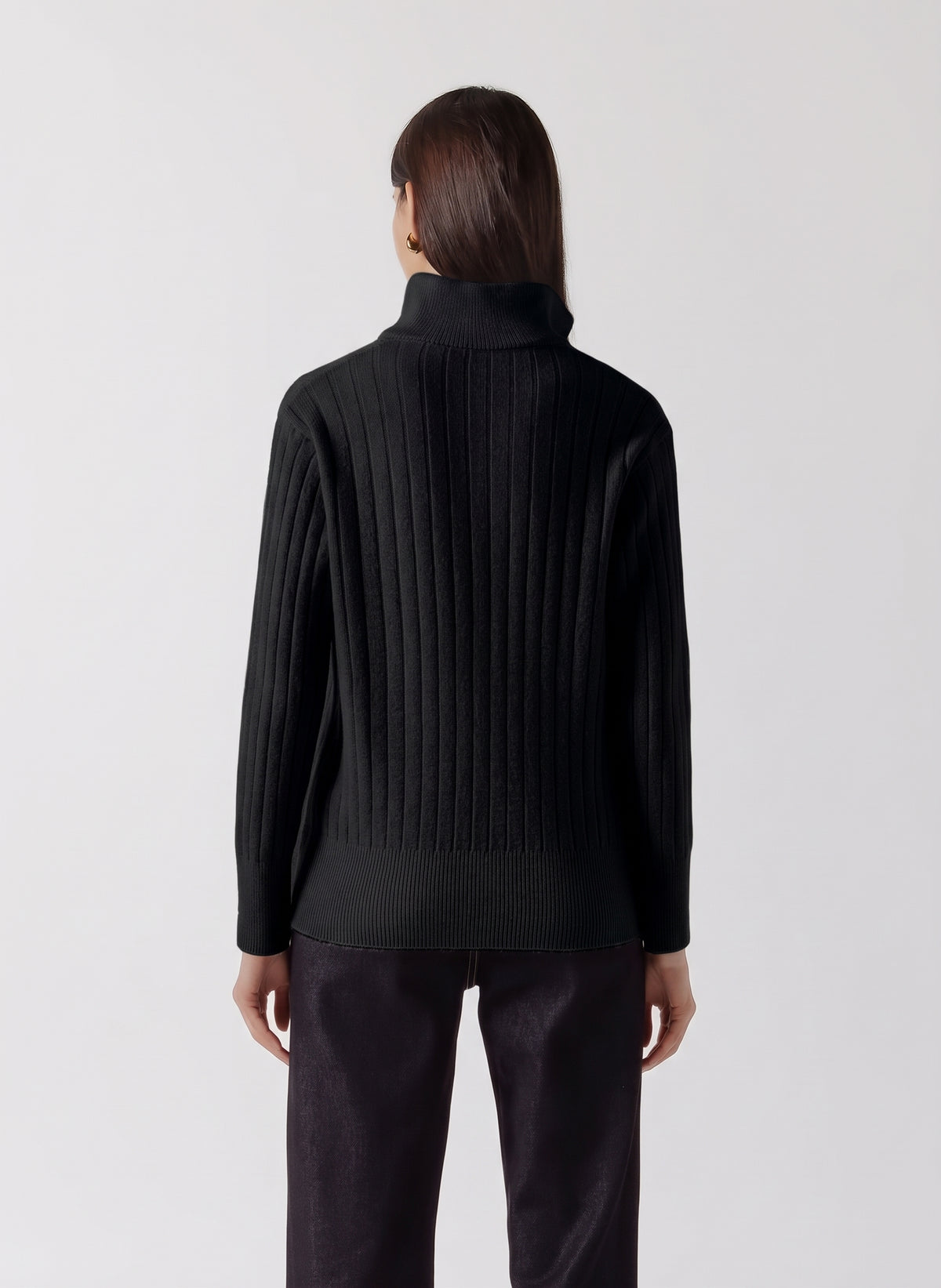 QUARTER ZIP RIBBED KNIT SWEATER