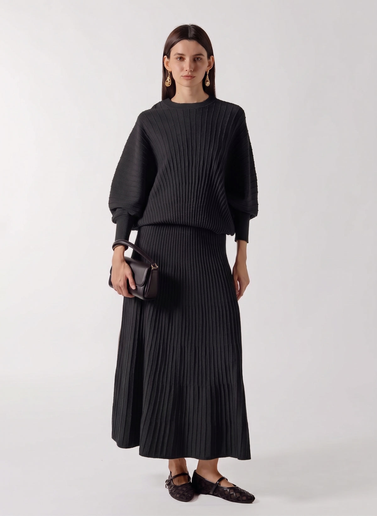 RIBBED CASHMERE BLEND SWEATER SET