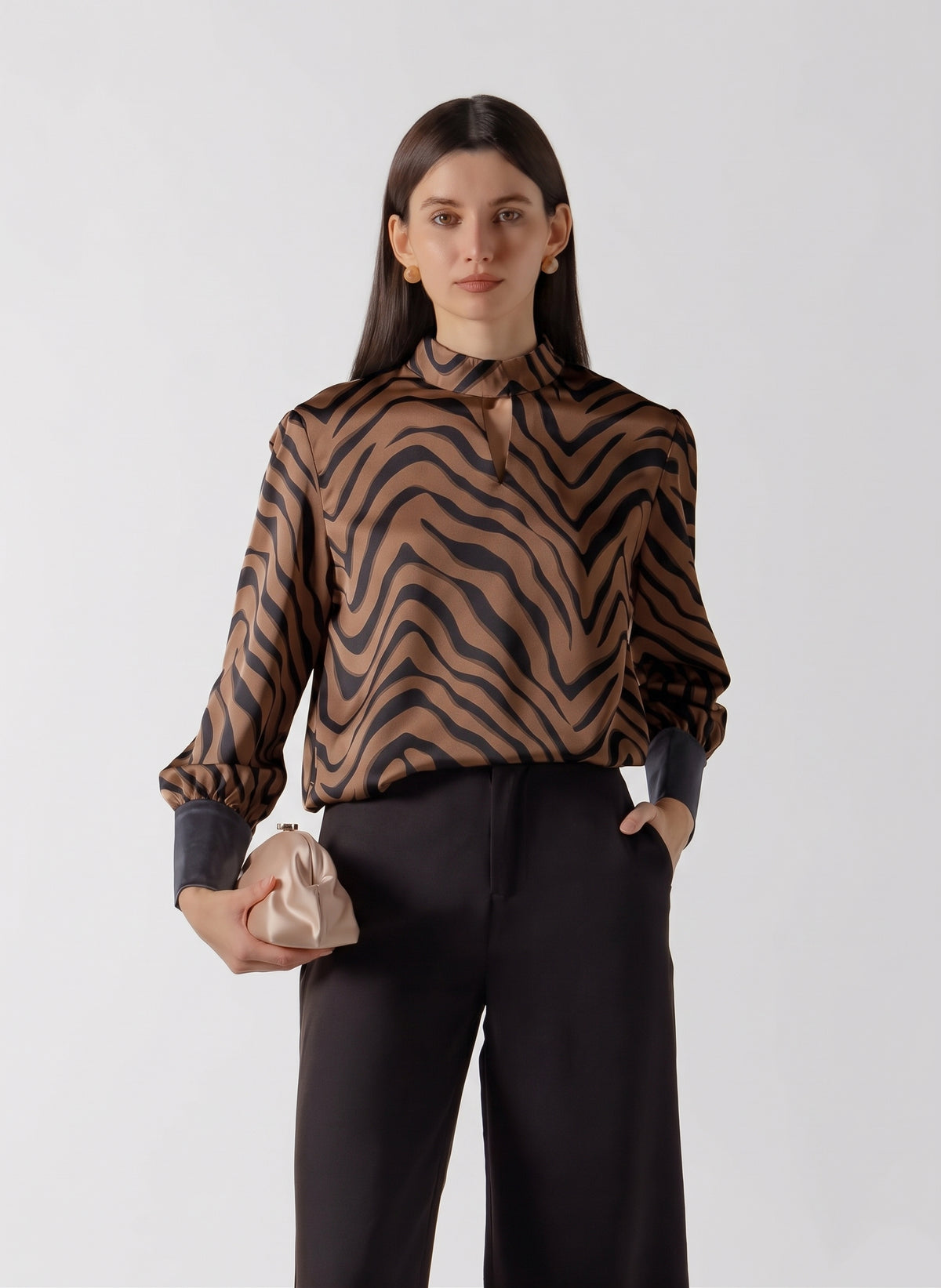 PRINTED SATIN BLOUSE