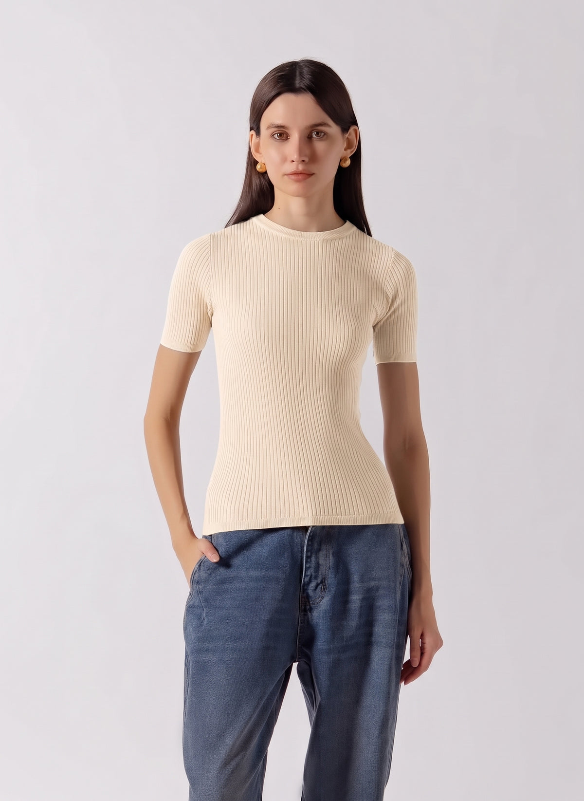 RIBBED KNIT TEE
