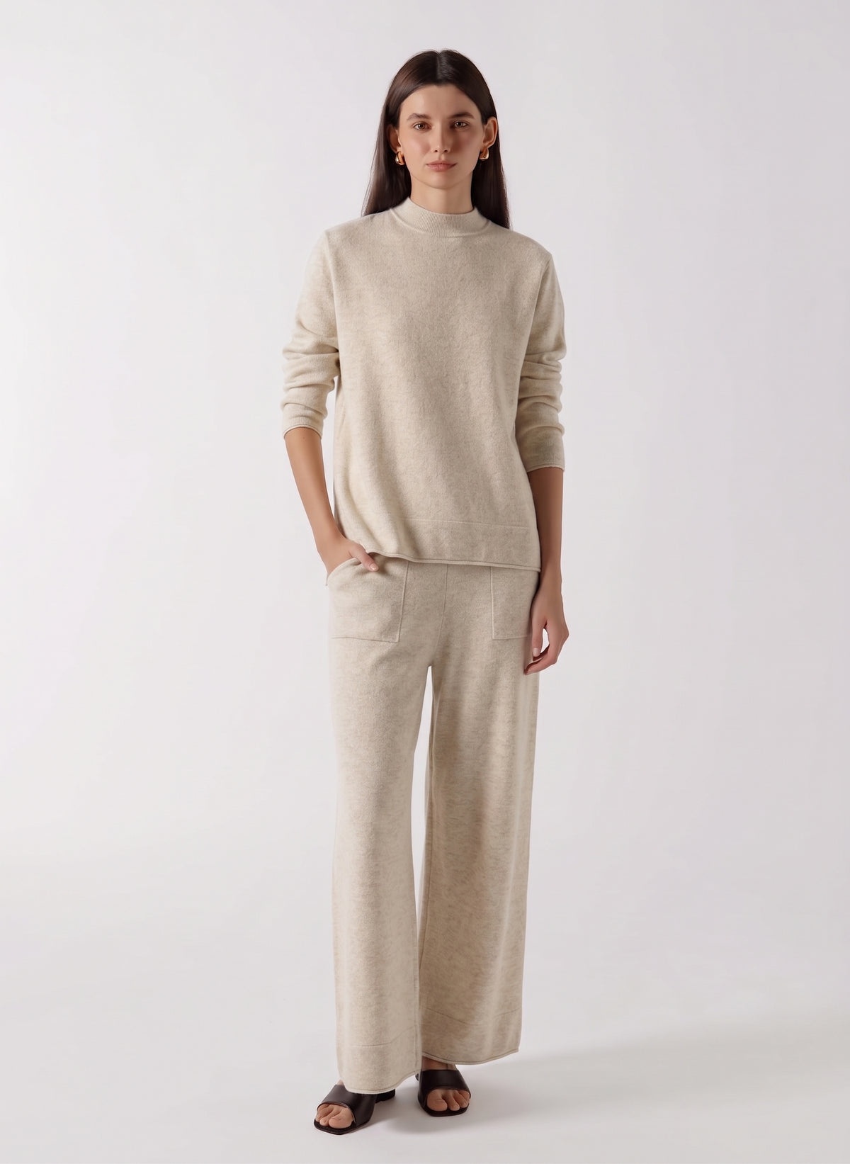 MOCK NECK CASHMERE BLEND SWEATER SET
