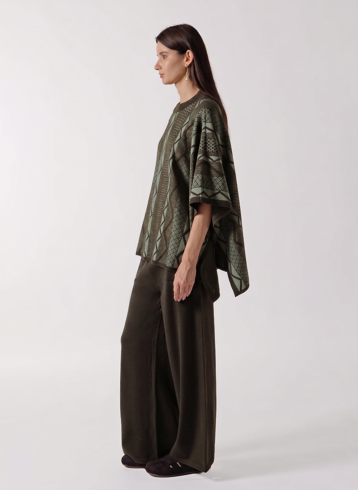 TEXTURED PONCHO CASHMERE SET