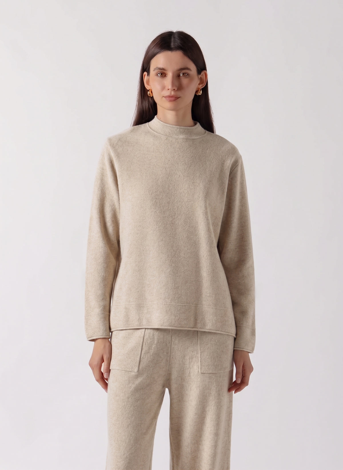 MOCK NECK CASHMERE BLEND SWEATER SET