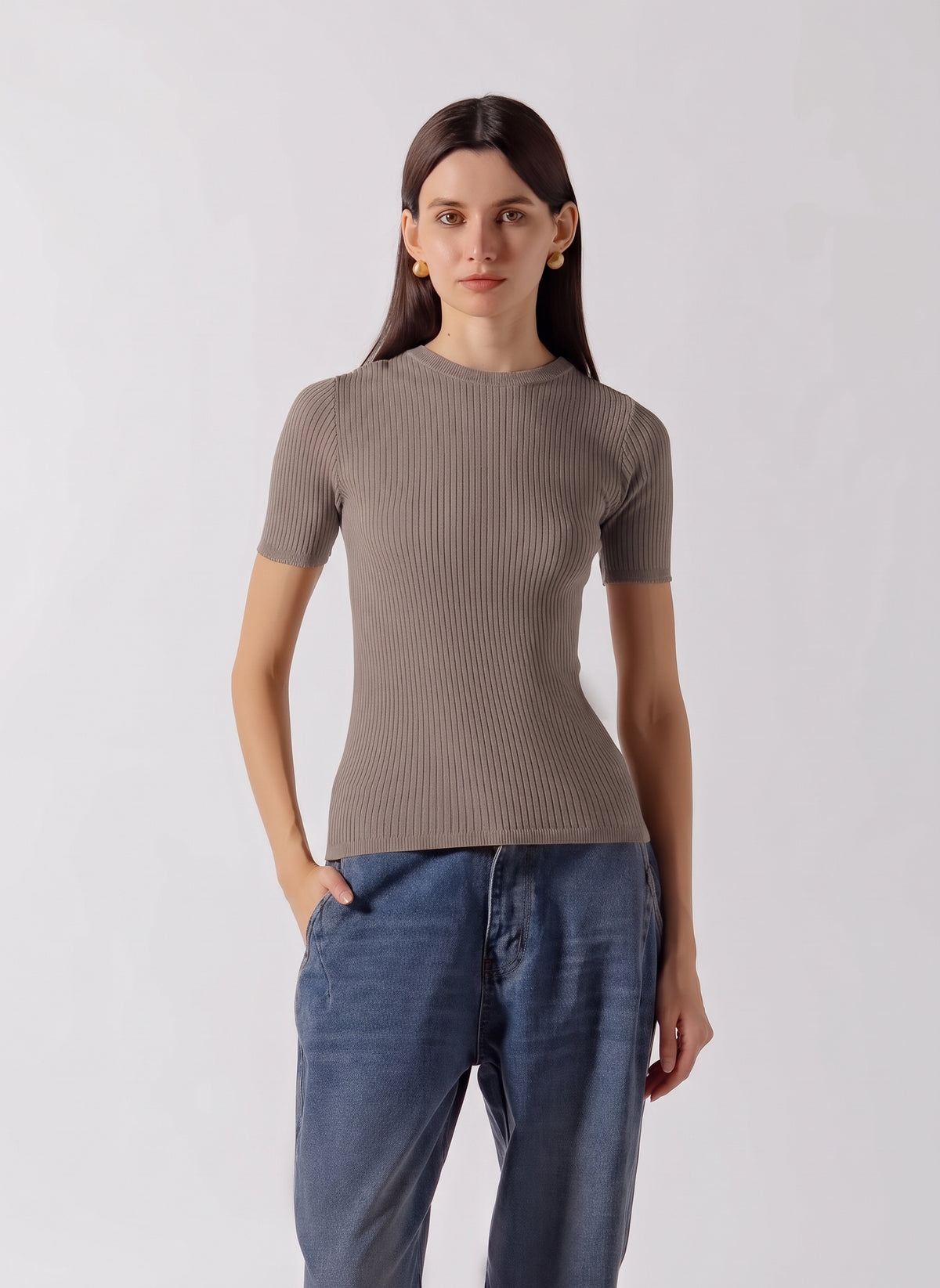 RIBBED KNIT TEE