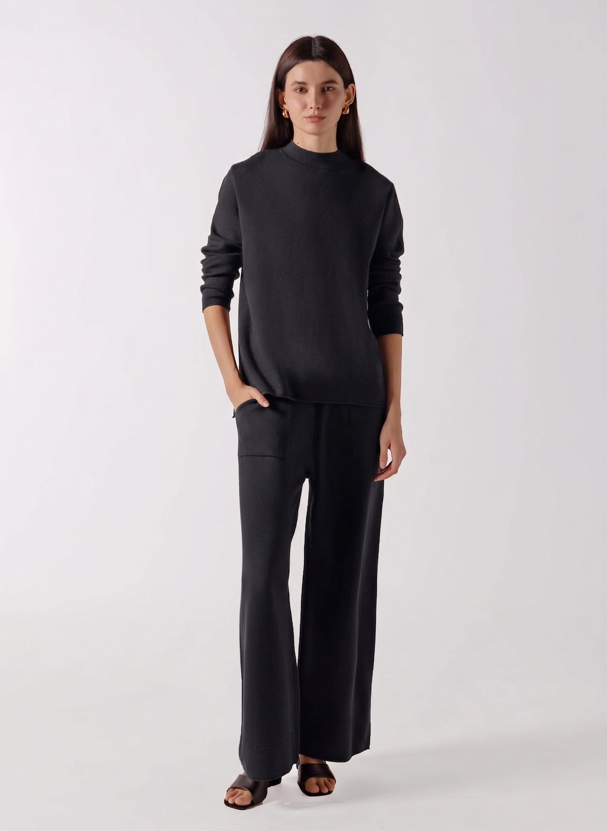 MOCK NECK CASHMERE BLEND SWEATER SET