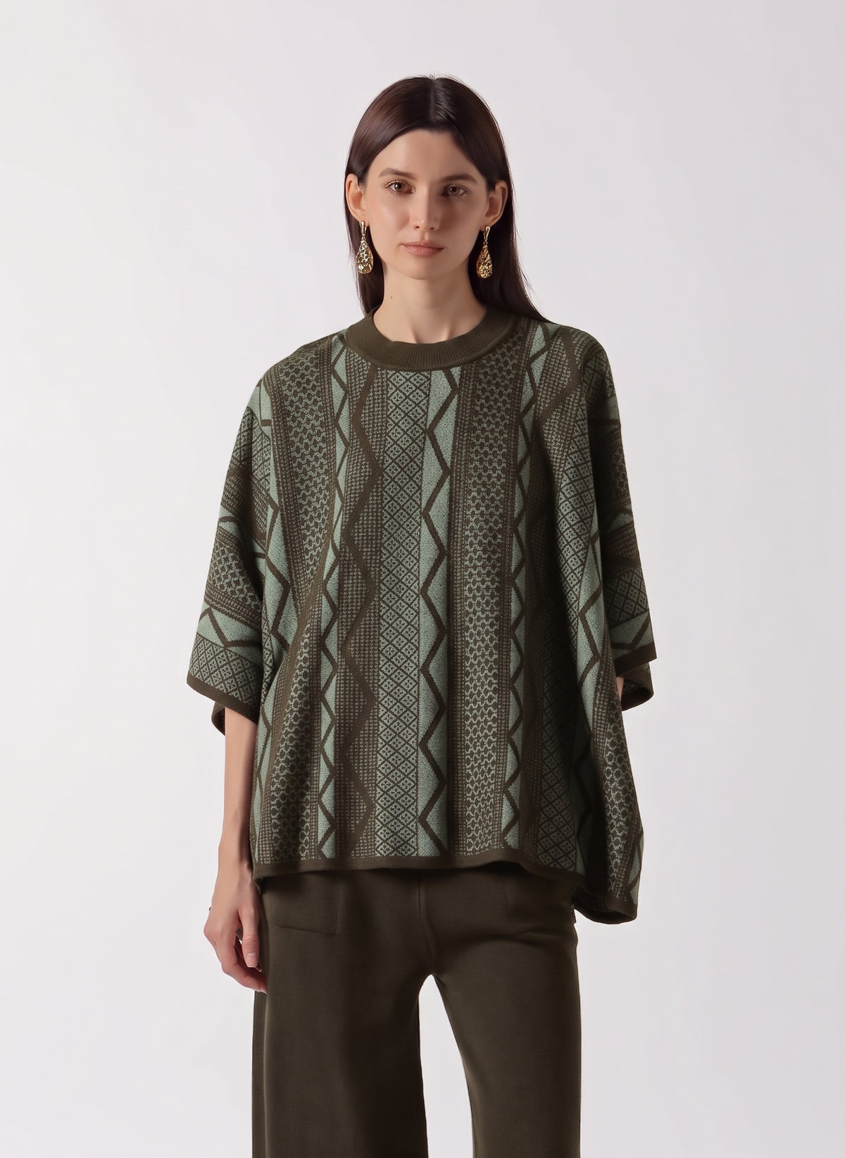 TEXTURED PONCHO CASHMERE SET
