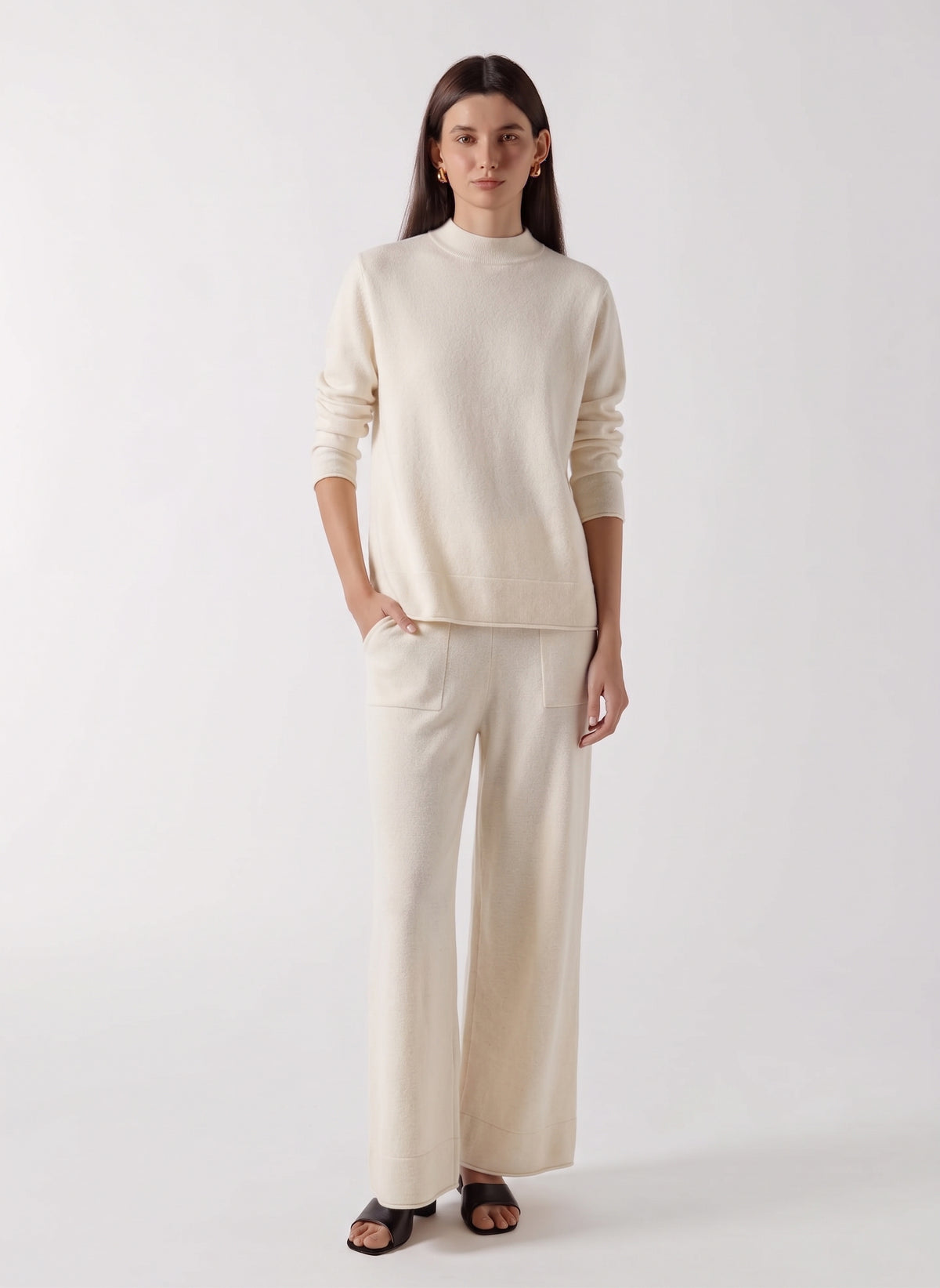 MOCK NECK CASHMERE BLEND SWEATER SET