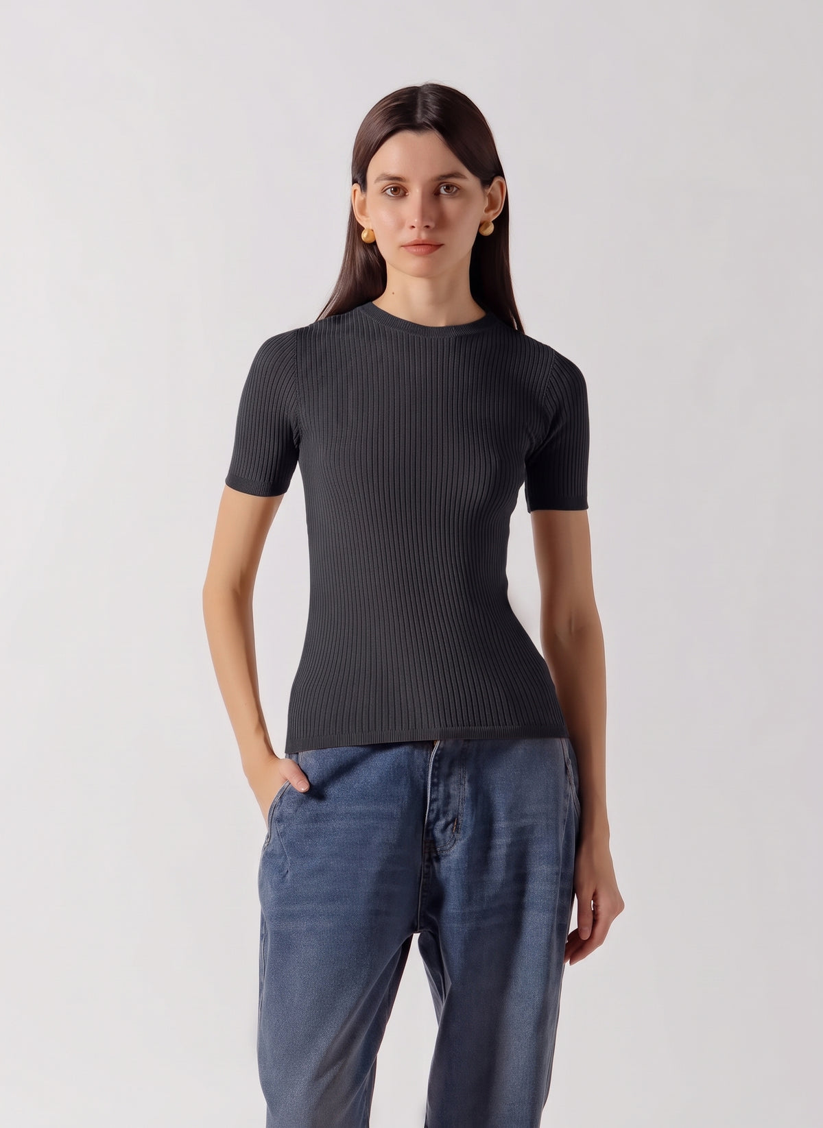 RIBBED KNIT TEE