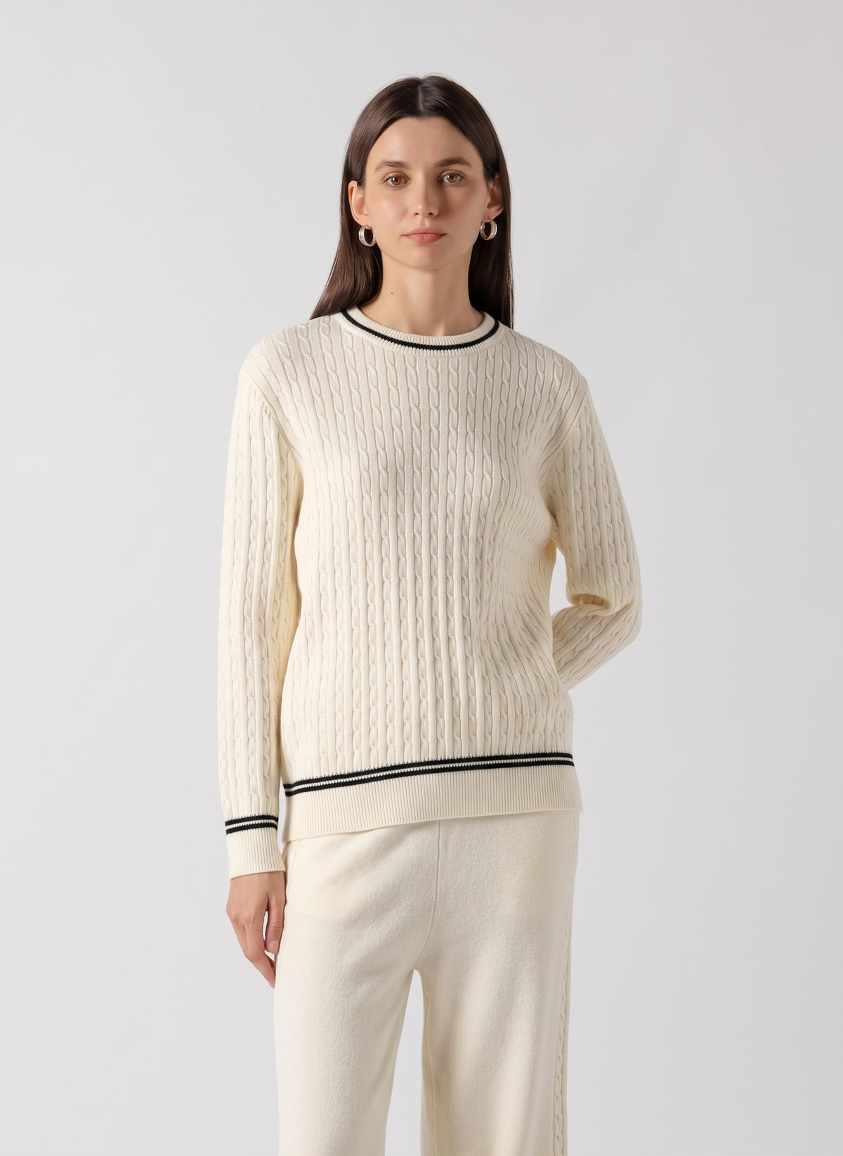 CONTRAST CABLE KNIT SET