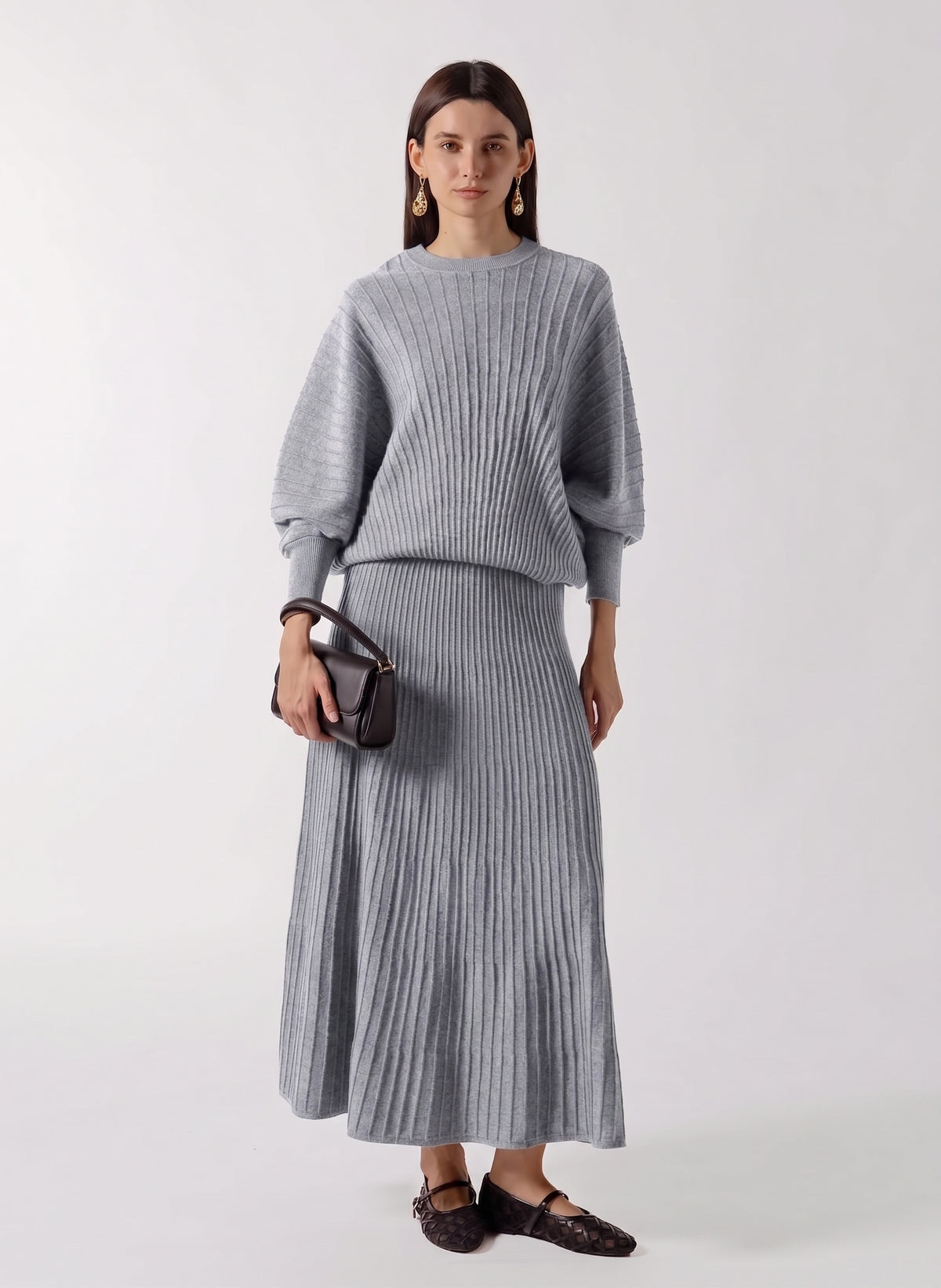 RIBBED CASHMERE BLEND SWEATER SET