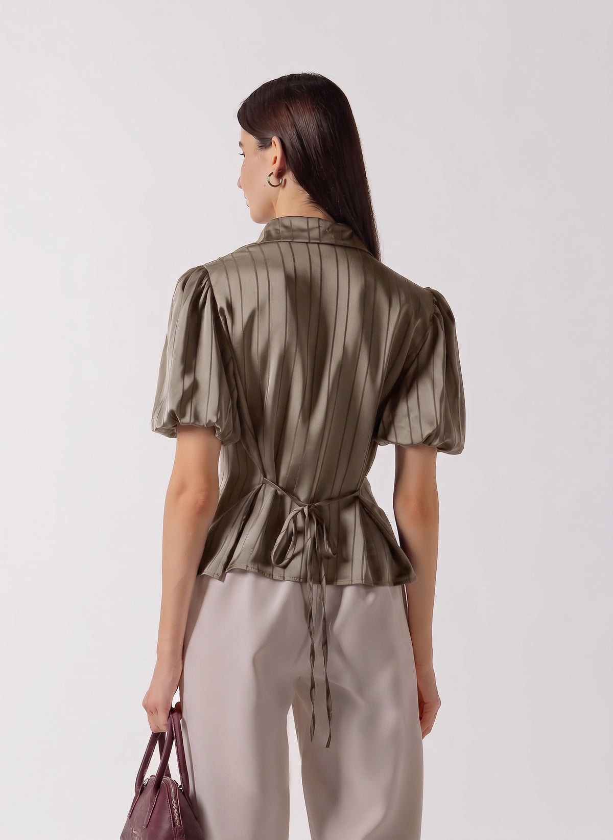 PUFFED SLEEVE BUTTON DOWN BLOUSE