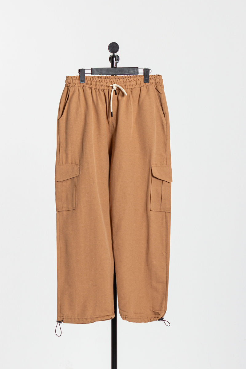 WIDE-FIT LINEN CARGO JOGGER