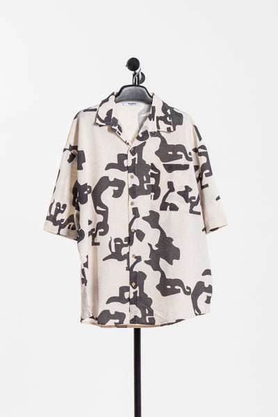 CONTRAST PRINT LINEN SHIRT